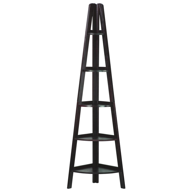 5-Shelf Corner Ladder Bookcase-Espresso