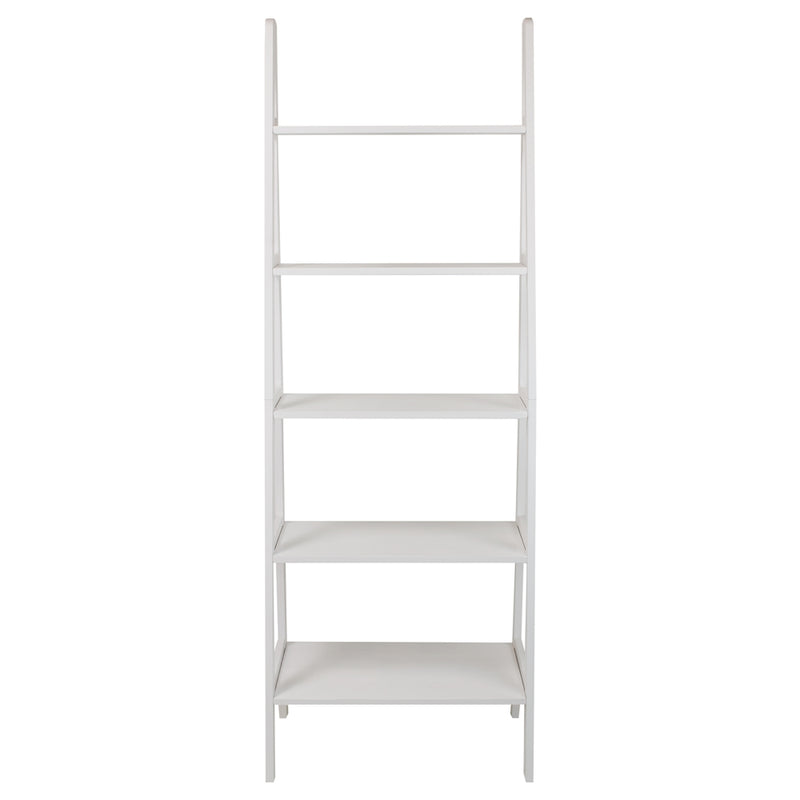 5-Shelf Ladder Bookcase-White