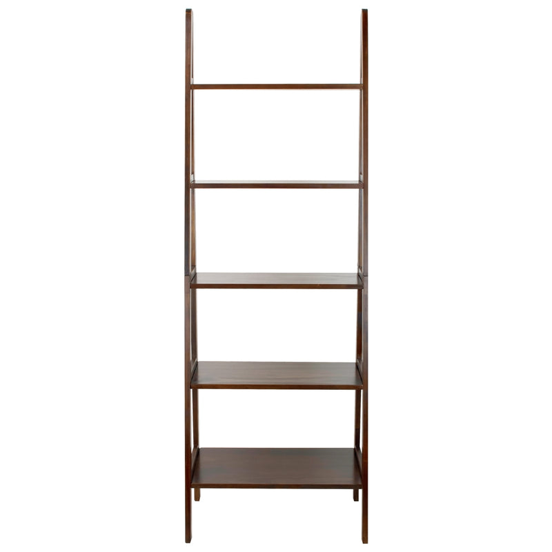 5-Shelf Ladder Bookcase-Warm Brown