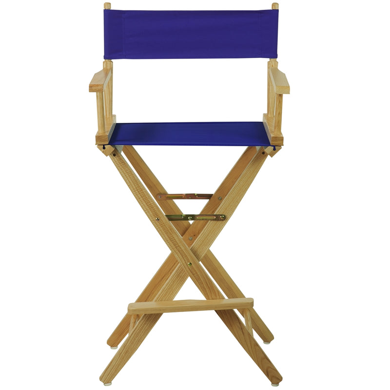 American Trails Extra-Wide Premium 30   Directors Chair Natural Frame W/Royal Blue Color Cover