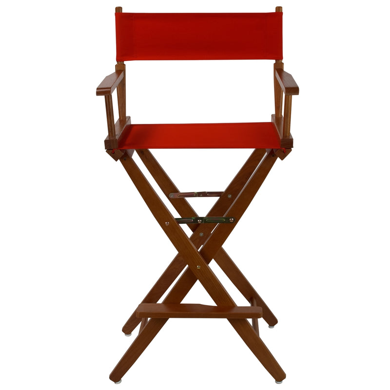 American Trails Extra-Wide Premium 30   Directors Chair Mission Oak Frame W/Red Color Cover