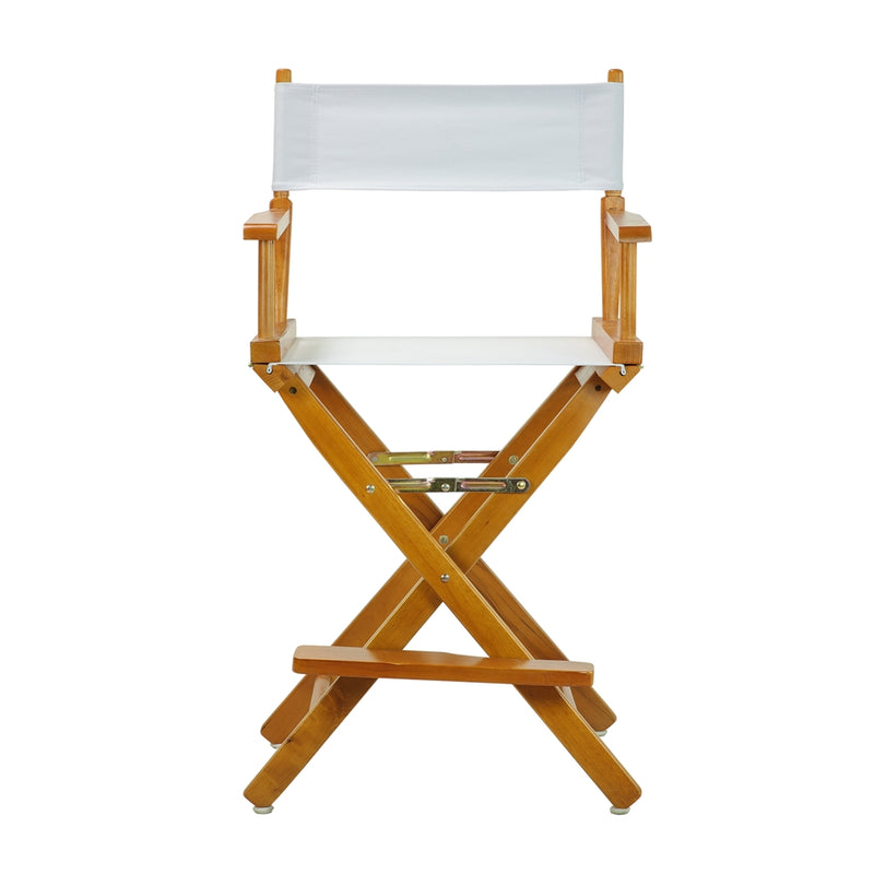 24  Director's Chair Honey Oak Frame-White Canvas