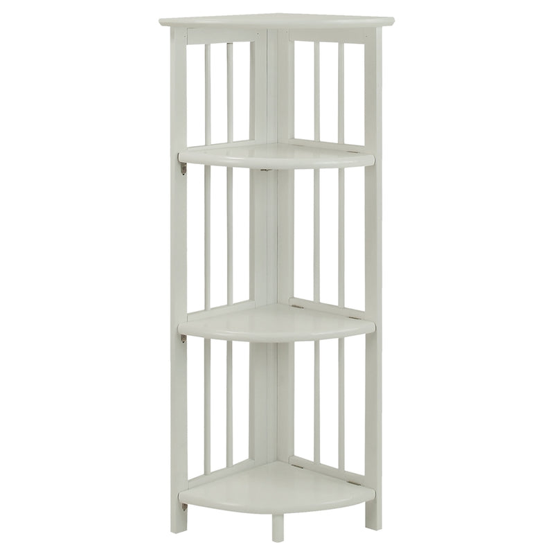 4-Shelf Corner Folding Bookcase-White