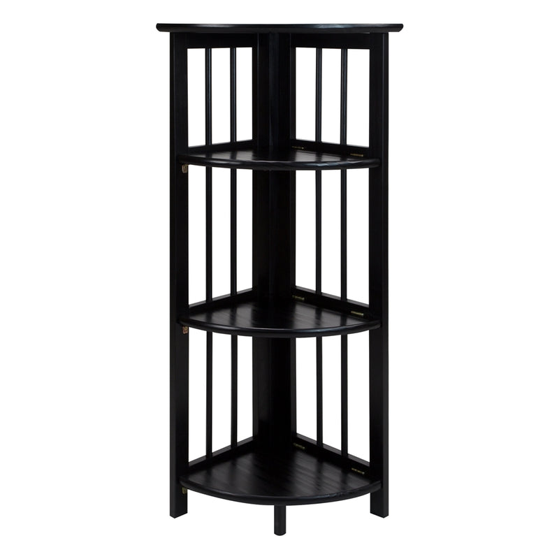 4-Shelf Corner Folding Bookcase-Black