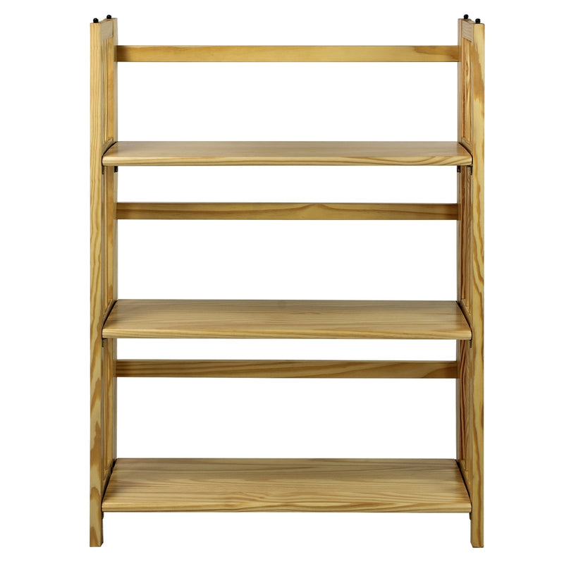 3-Shelf Folding Stackable Bookcase 27.5  Wide-Natural