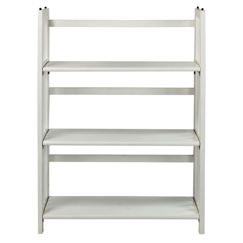 3-Shelf Folding Stackable Bookcase 27.5  Wide-White