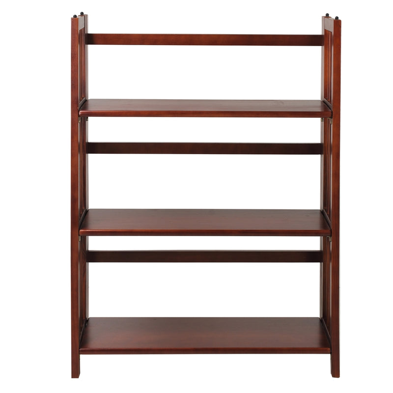 3-Shelf Folding Stackable Bookcase 27.5  Wide-Walnut