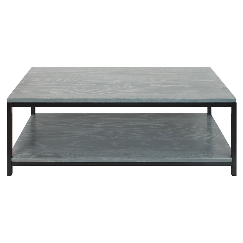 American Trails Studio Coffee Table with Solid Red Oak Top and Shelf - Gray Wash