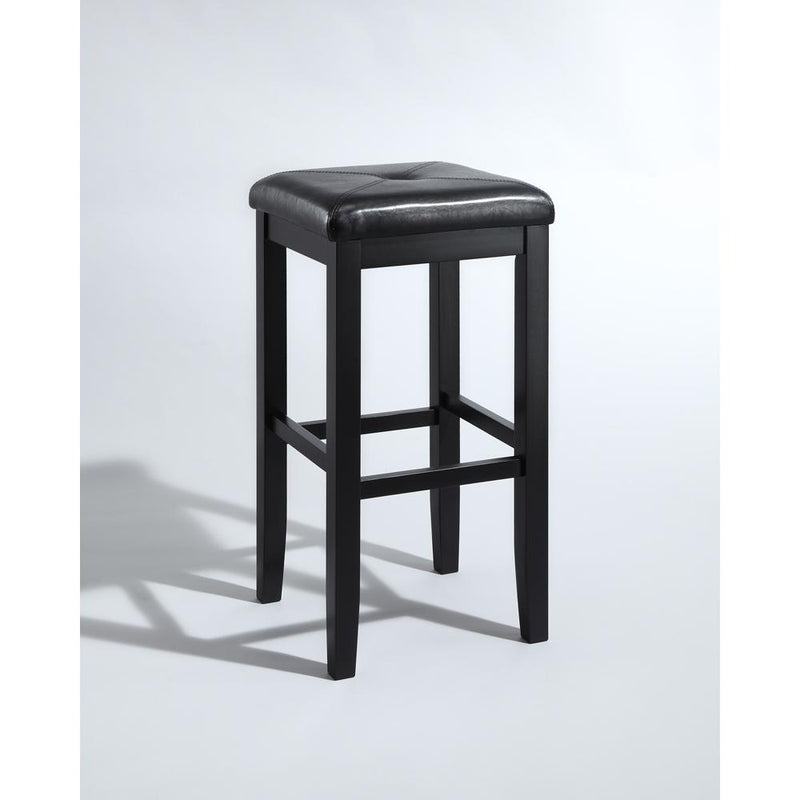 Upholstered Square Seat 2Pc Bar Stool Set Black/Black - 2 Stools