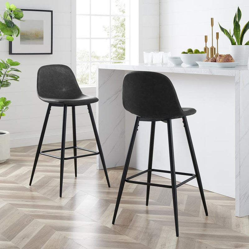 Weston 2Pc Bar Stool Set Distressed Black/Matte Black - 2 Stools