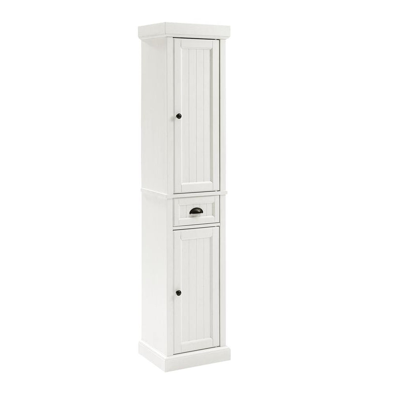 Seaside Tall Linen Cabinet Distressed White