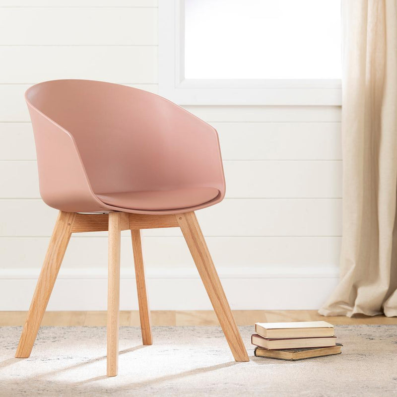 Flam Chair with Wooden Legs, Pink