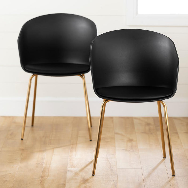 Flam Dining Chairs - Set of 2, Black and Gold