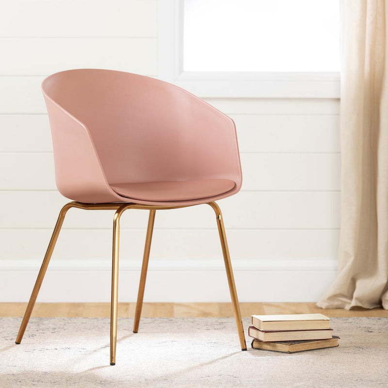 Flam Chair with Metal Legs, Pink and Gold