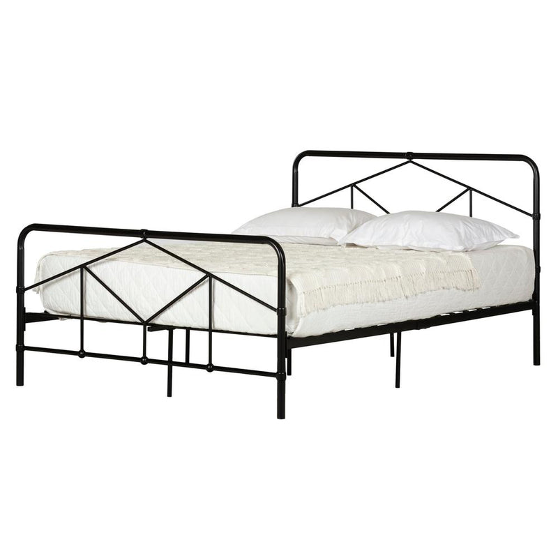 Sazena Geometric Metal Platform Bed , Matte Black, W77.56 x D55.63 x H38.35