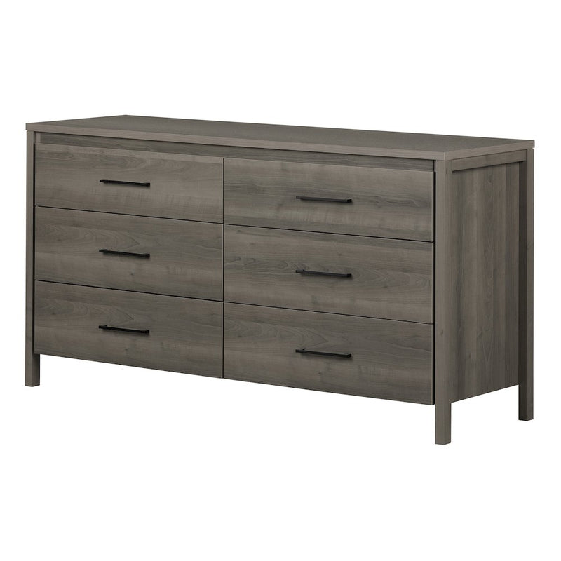 South Shore Gravity 6-Drawer Double Dresser, Gray Maple