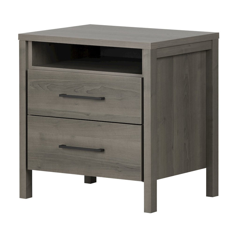 South Shore Gravity 2-Drawer Nightstand, Gray Maple