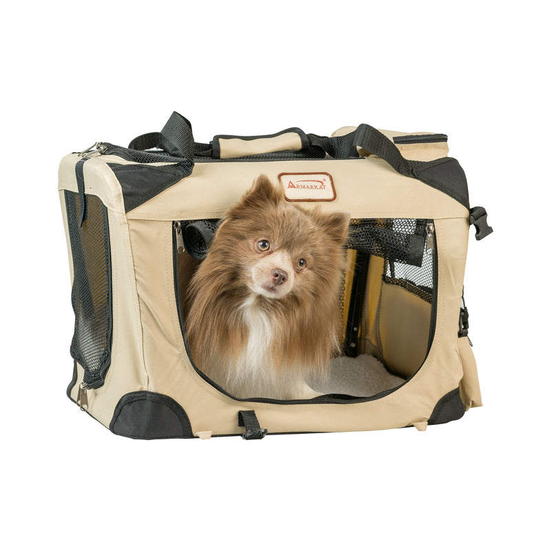 Armarkat FoldIng Soft Dog Crate for Dogs and Cats, Pet Travel Carrier PC201B