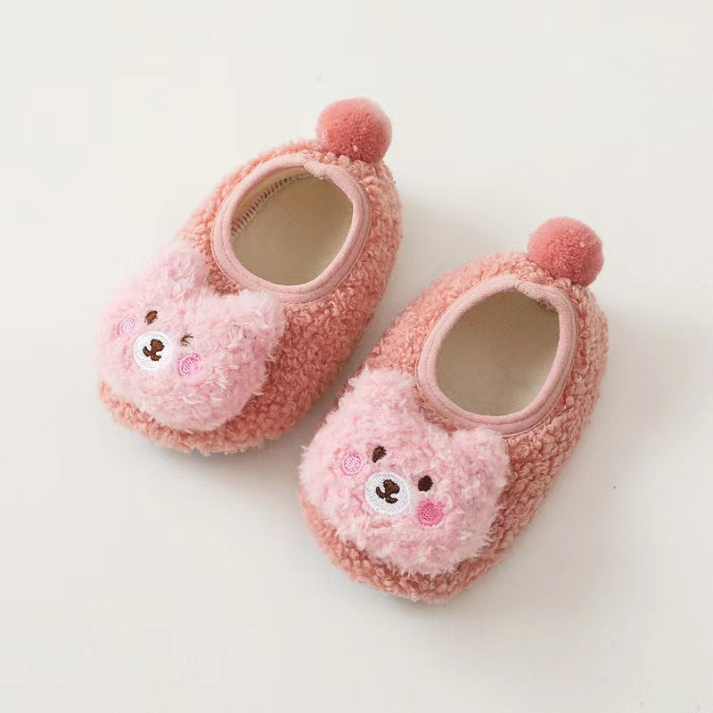 Baby 3D Cartoon Bear Patched Pattern Non-Slip Warm Shoes