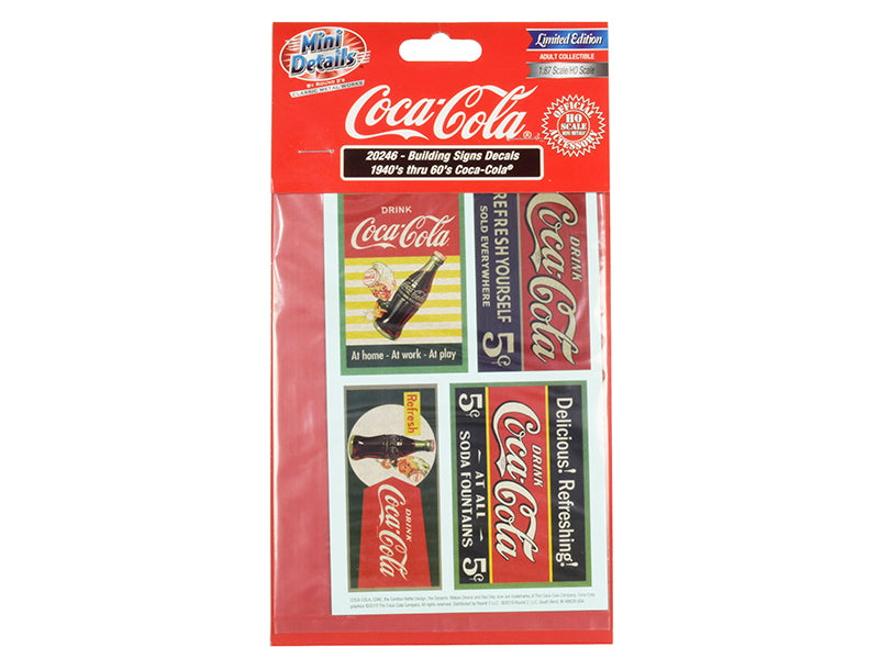 1940's Thru 1960's Coca-Cola Building Signs Decals for 1/87 (HO) Scale Models by Classic Metal Works