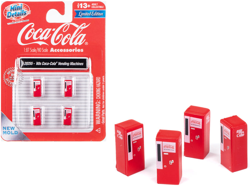 1960's Coca-Cola Vending Machines Set of 4 pieces Mini Metals Series for 1/87 (HO) Scale Models by Classic Metal Works