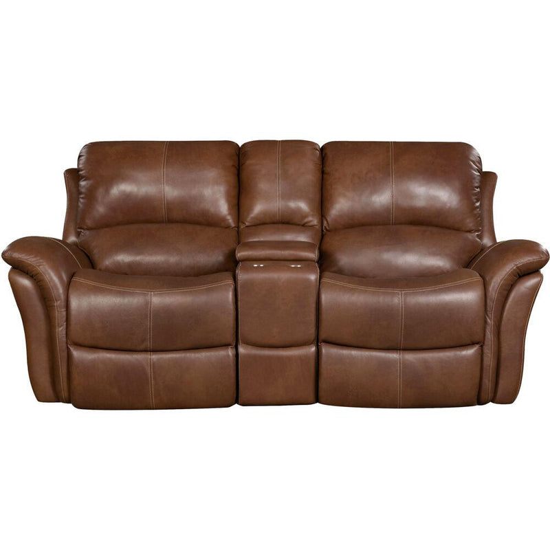 Appalachia 100% Leather Double Reclining Console Loveseat