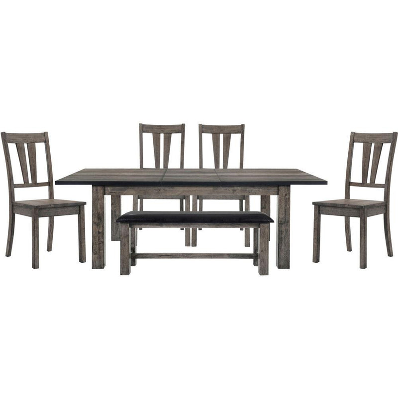 Drexel Dining 6PC Set - 78x42x30H Table, 4 Wood Side Chairs, Bench