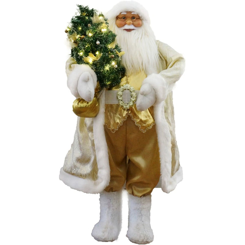 36" White/Gold Santa With Xmas Tree (Music)