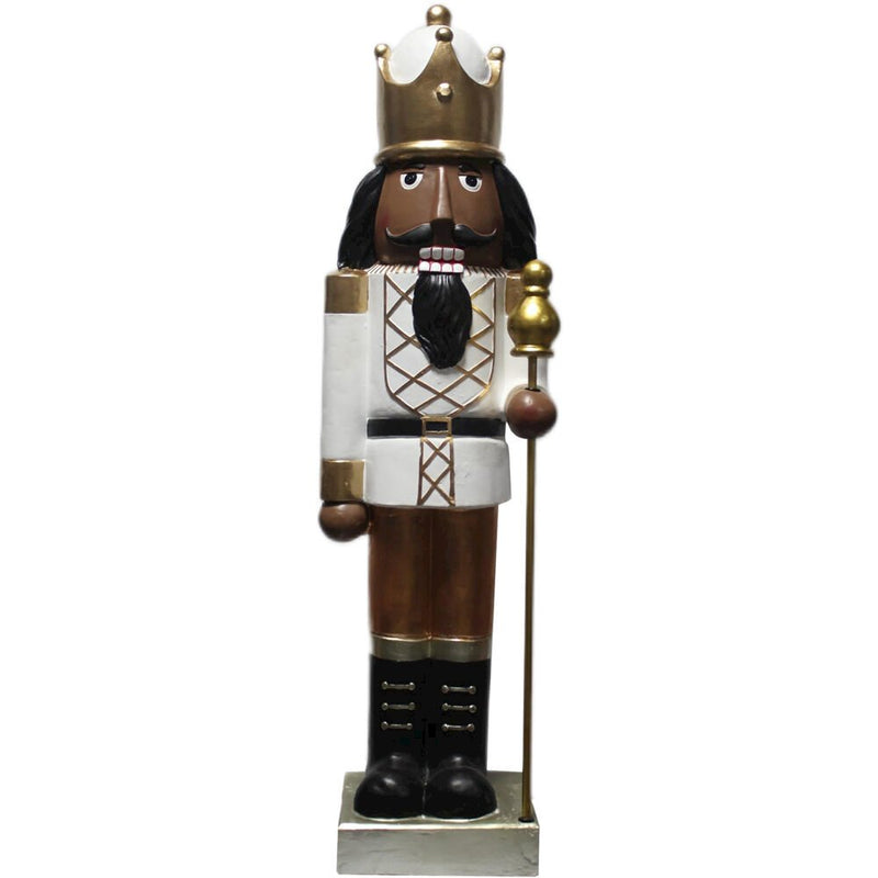 48" African American Nutcracker Holding Staff - Unlit