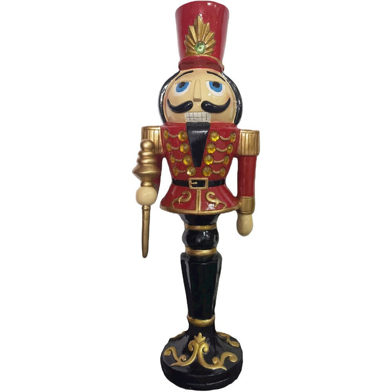 CT 36" Resin Nutcracker on Pedestal Holding Staff-LED Lights