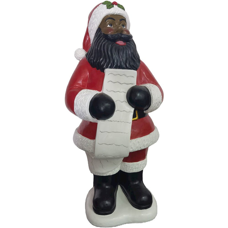 CT 36" Resin Traditional African American Santa Holding List