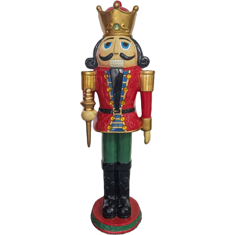 CT 48" Resin Nutcracker Holding Staff-LED Lights