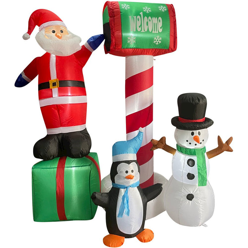 6ft Santa, Penguin, Snowman with Mailbox, with Lights