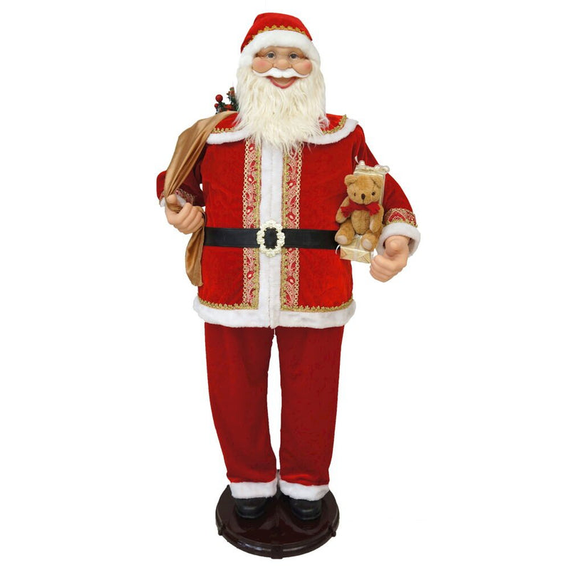 58" Santa w/  Toy Sack and Teddy Bear/Gift, Dancing/Music