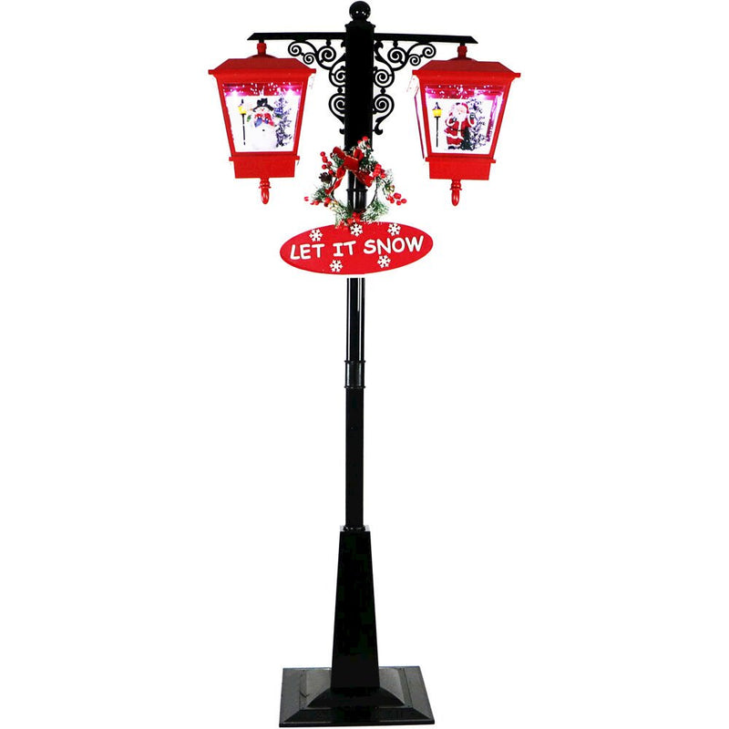 CT 71" Street Lamp with 1 Santa and 1 Snowman Lantern