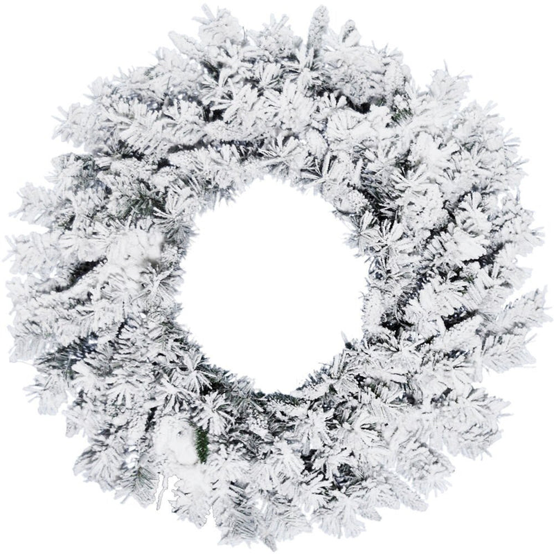 CT 24" White Pine Snowy Wreath, No Lights