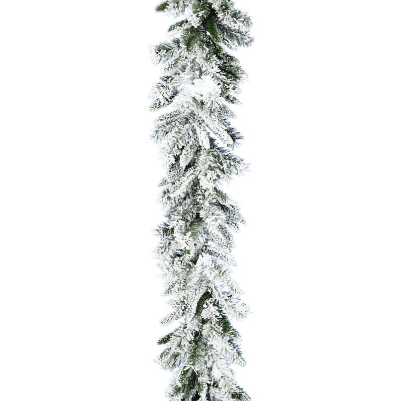 CT 9' White Pine Snowy Garland, No Lights