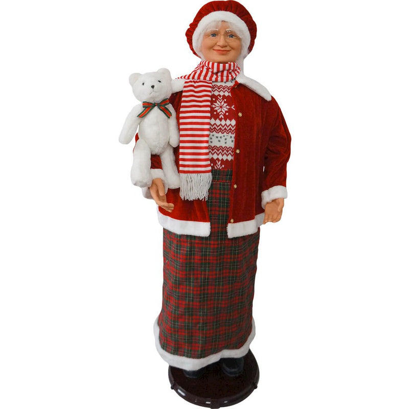 FHF 58" Mrs Claus with cozy sweater,w/ teddy bear-music and dancing