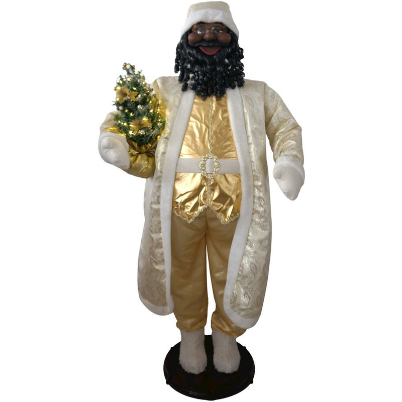 FHF 58" AA White/Gold Santa- grey curly beard (Dancing/Music)