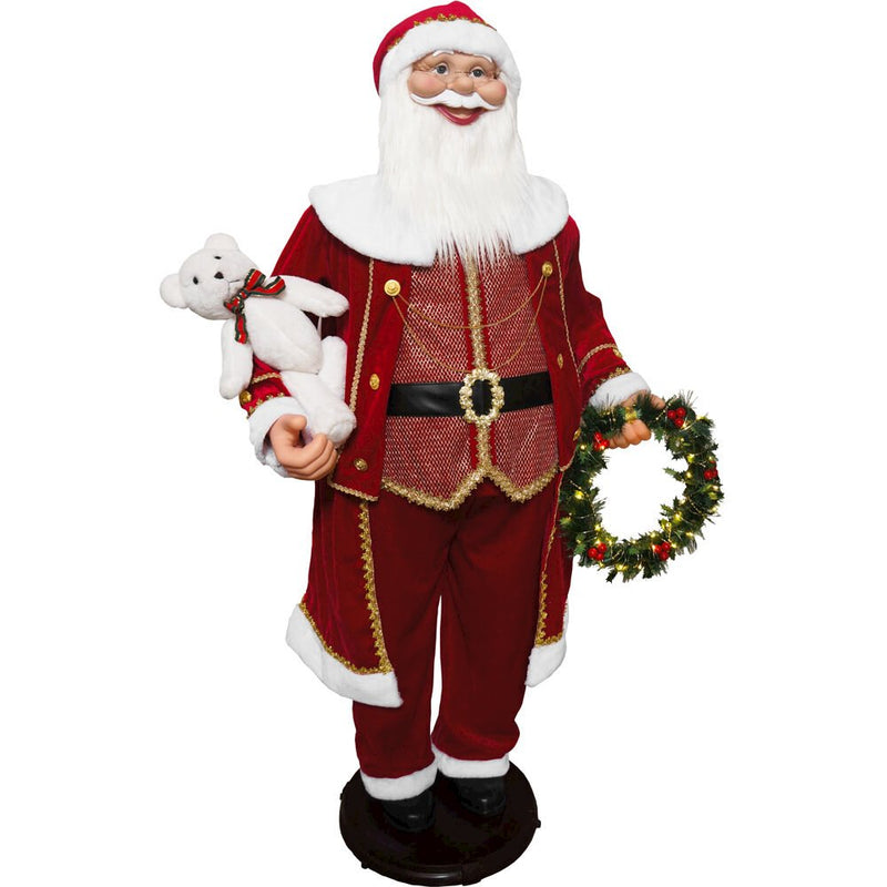 58" Santa w/ Toy Sack and wreath-music and dancing