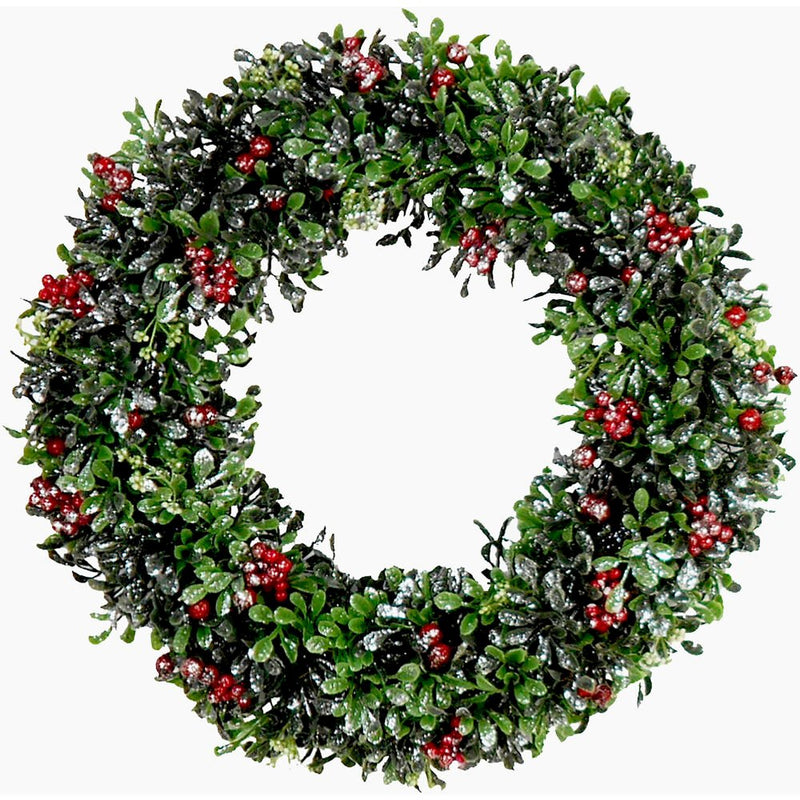 FHF 20" Round Wreath, Boxwood w/ Berries