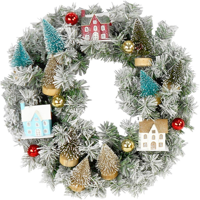 24" Ball/Glitter Brush Tree/House Wreath on PVC