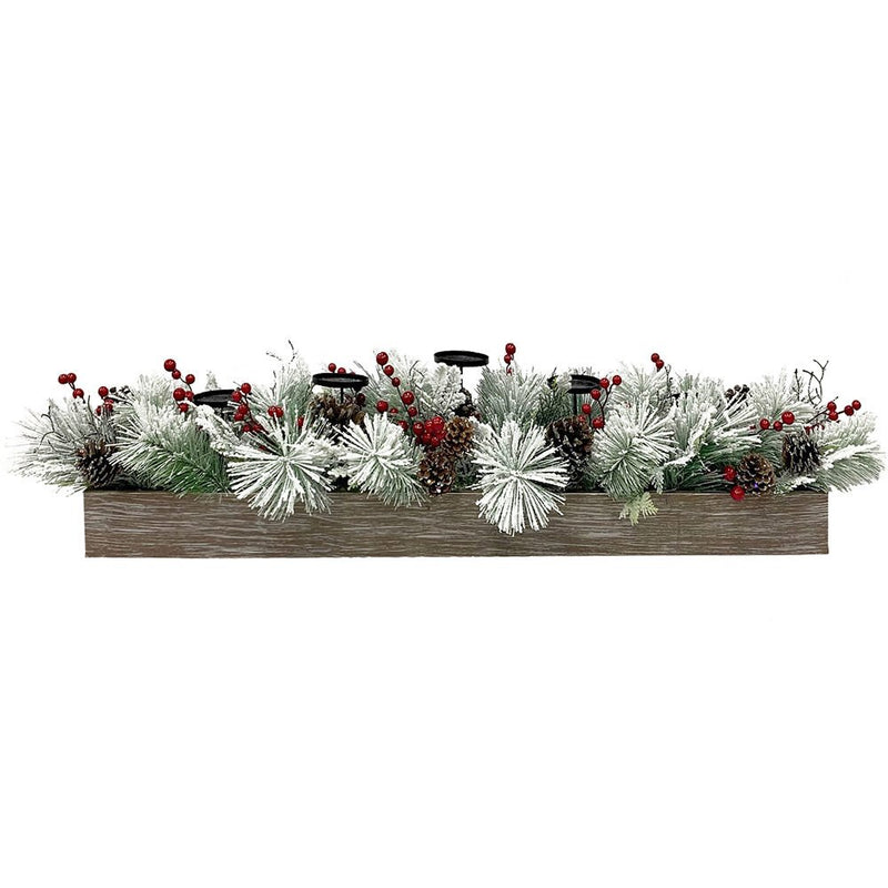 FHF 42" Christmas Pine w/ Cones, Berries, 5X Pillar Holder