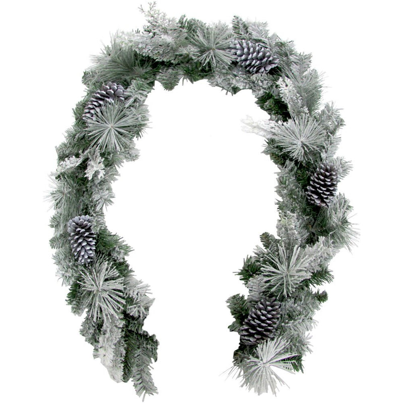 6' Mixed Pine/Pinecone Snowy Garland