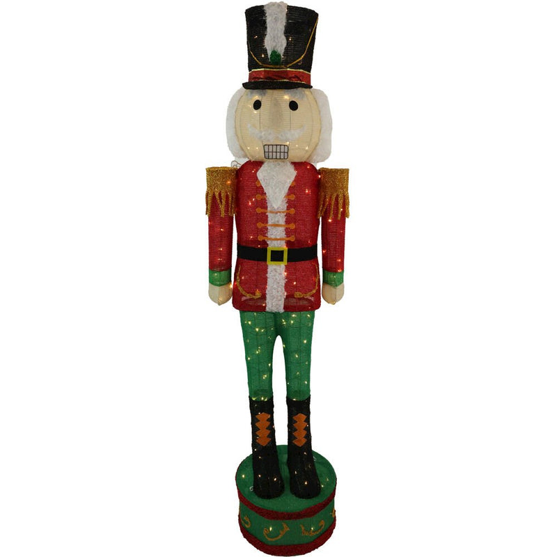 FHF 72" LED Tinsel Nutcracker with Fancy Hat and Stand