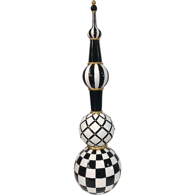 FHF 36" 4-Ornament Stack with Swirl & Checkerboard Design