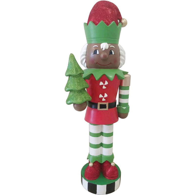 FHF 48" African American Elf Nutcracker Holding Tree