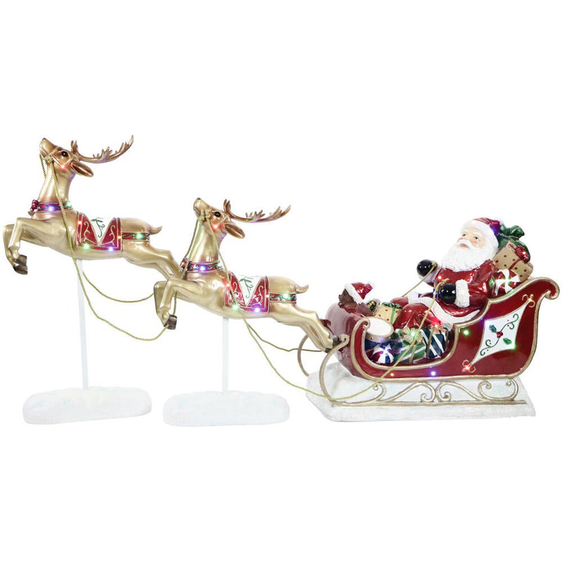 Fraser Hill Farm LED Flying Reindeer, Santa, Sleigh