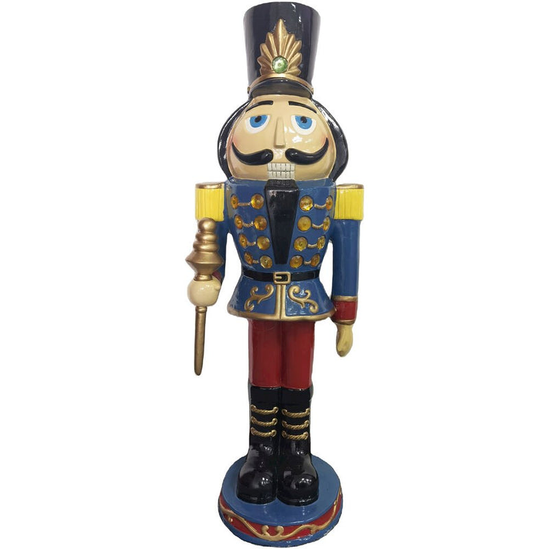 FHF 36" Resin Nutcracker Holding Staff-LED Lights