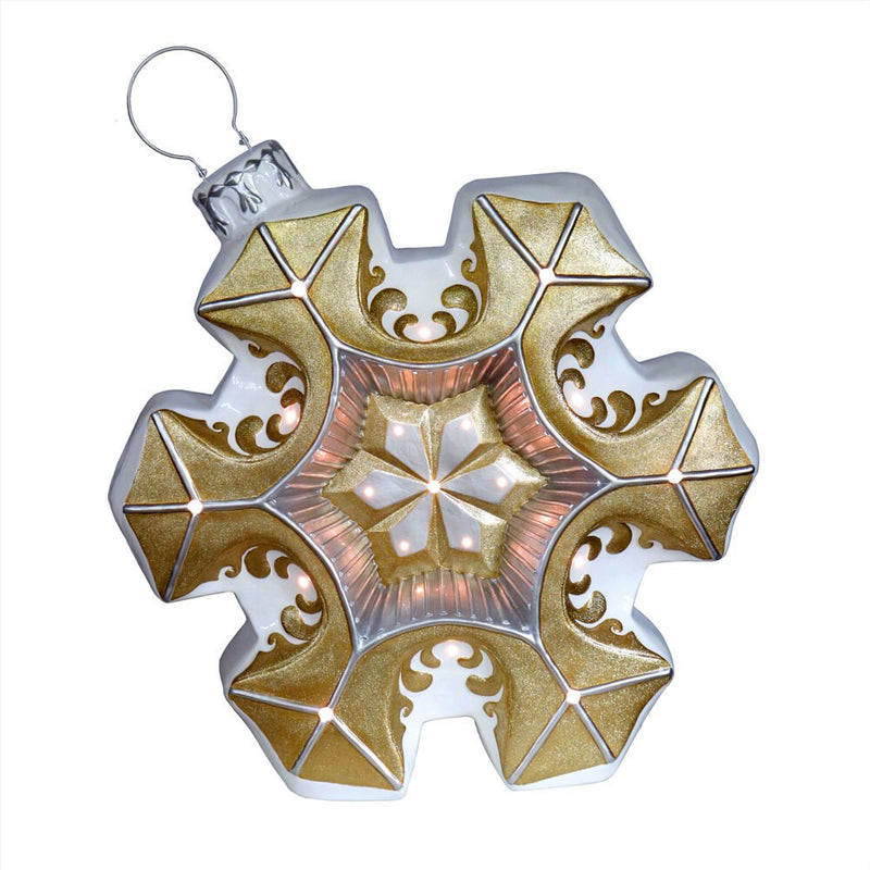 FHF 36"H LED Gold Glittered Snowflake Ornament